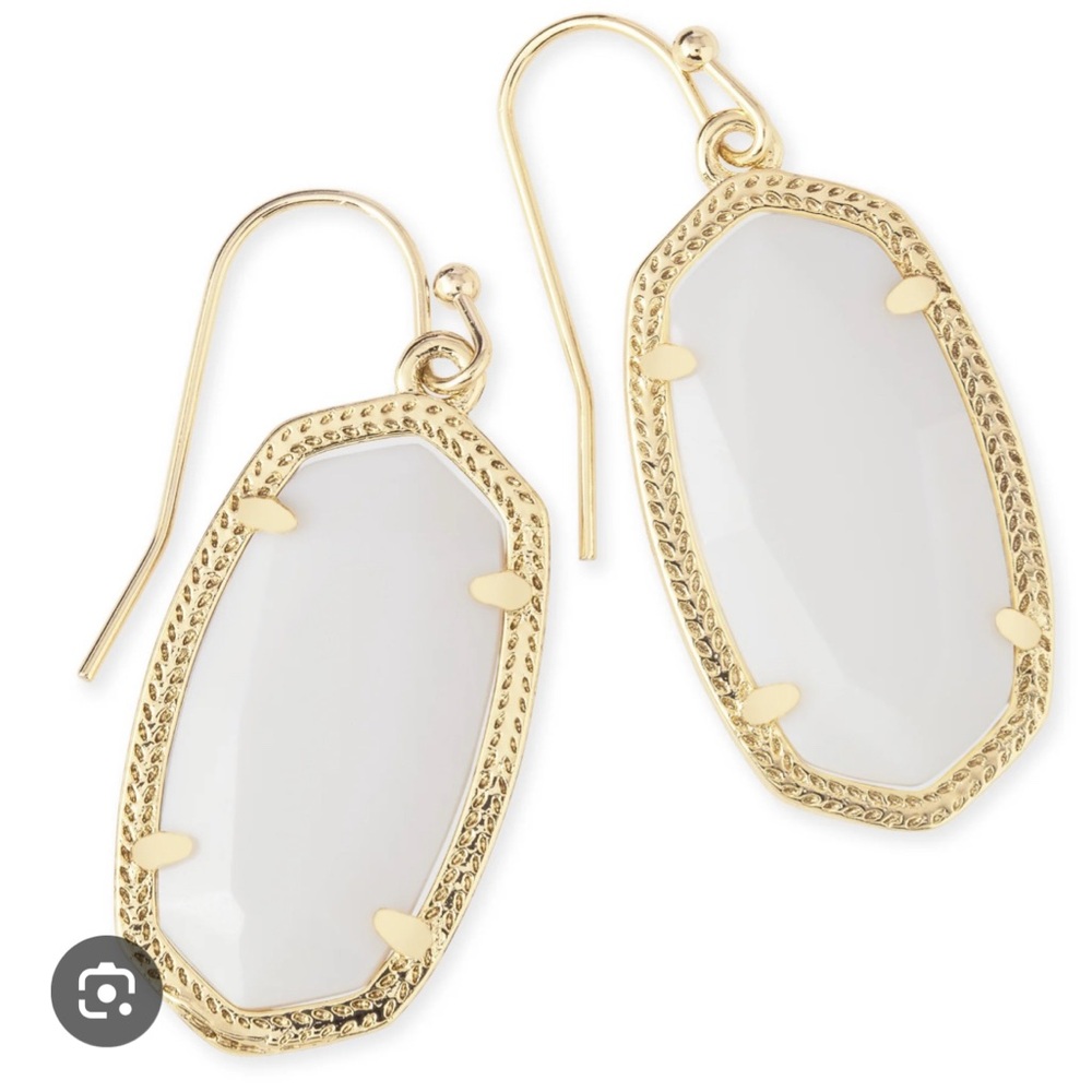 Kendra Scott white and gold Danielle drop earrings